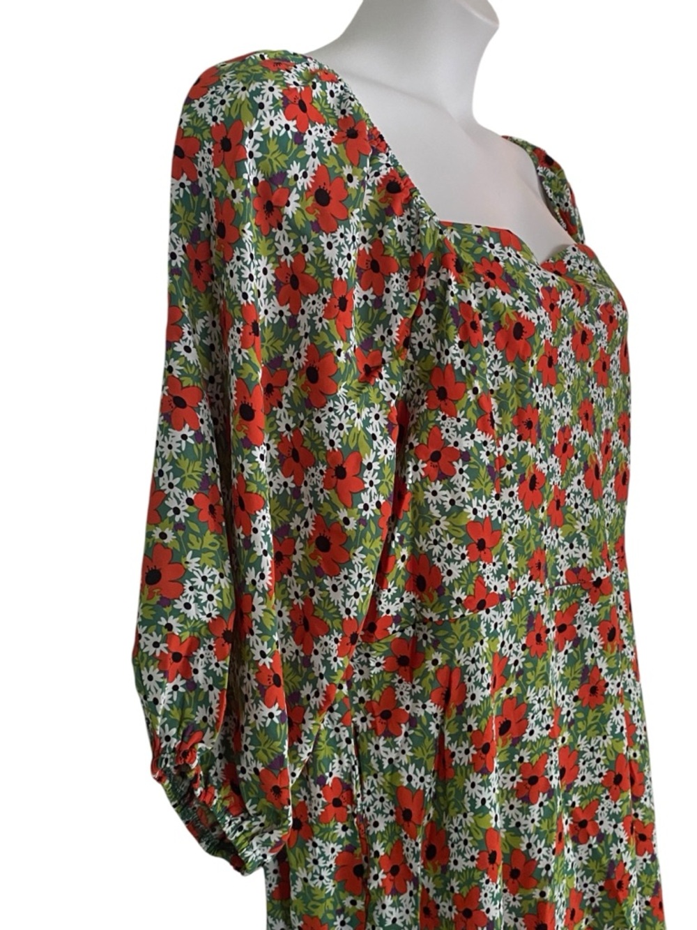 Davi and Dani Green Red Floral Smocked Mini Dress Womens Plus Size 3XL NWT - Picture 4 of 11